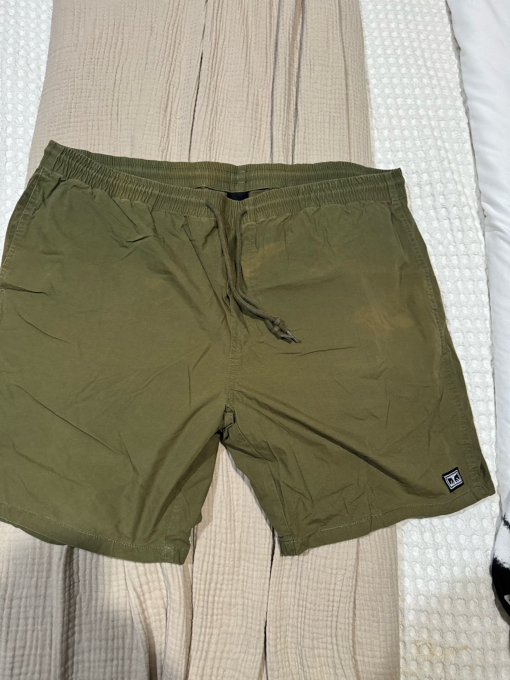 Obey Olive Green Drawstring Athletic Shorts